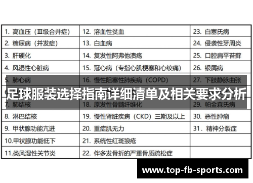 足球服装选择指南详细清单及相关要求分析